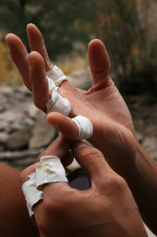 taping climber fingers