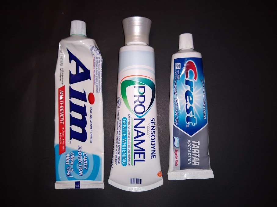 different toothpastes