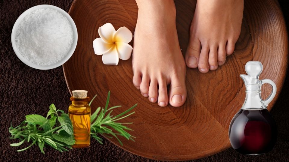 adding ingredient to your foot spa