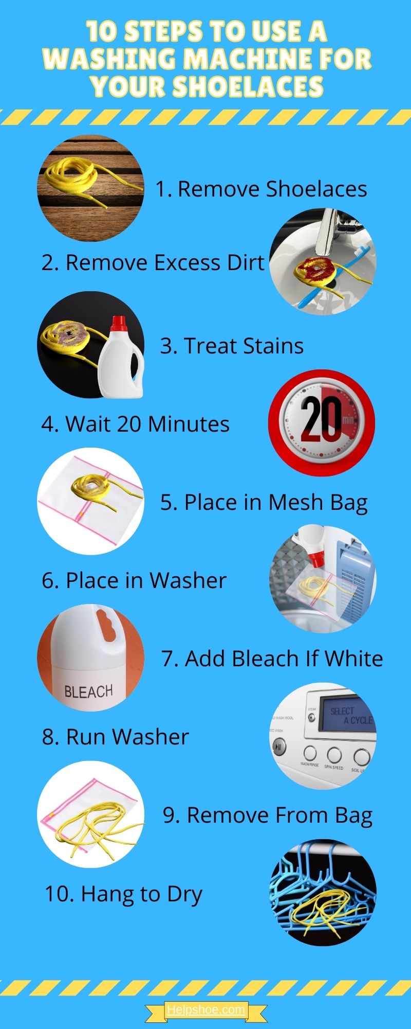 10 Steps to Use a Washing Machine for your Shoelaces