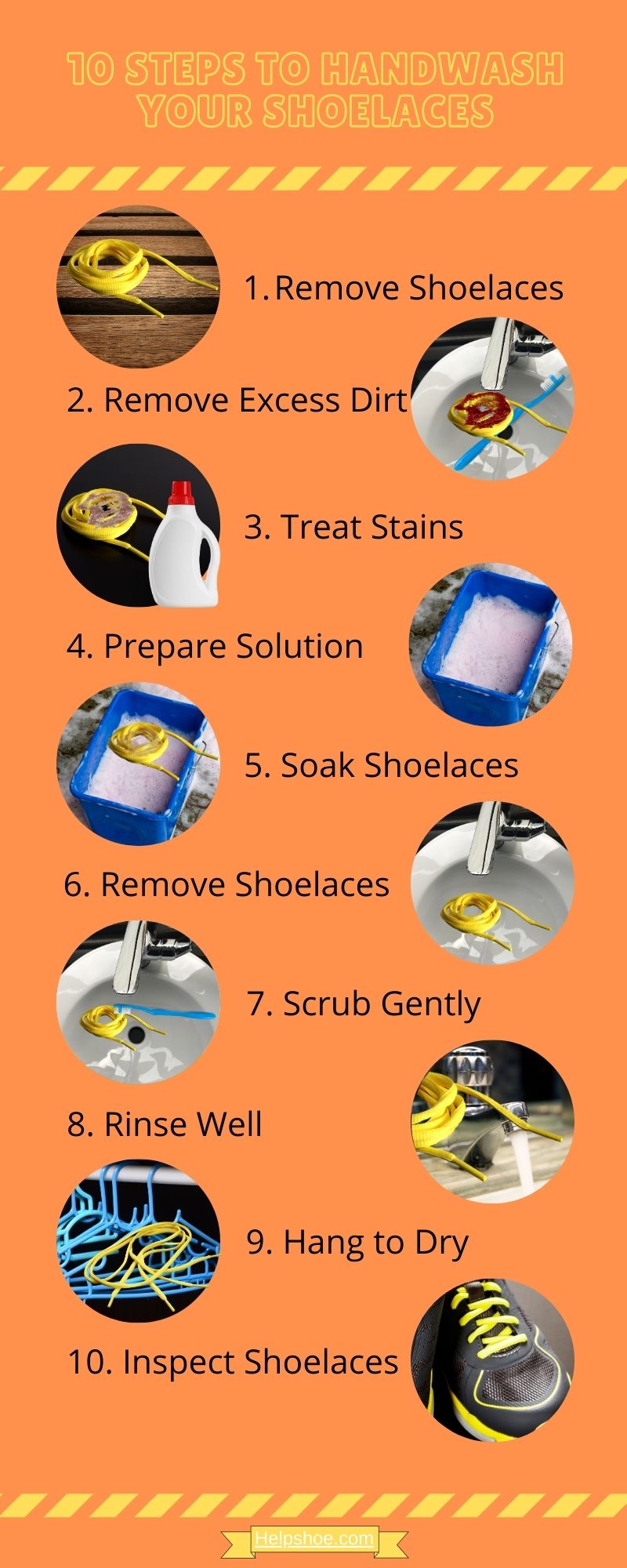 10 Steps to handWash your Shoelaces