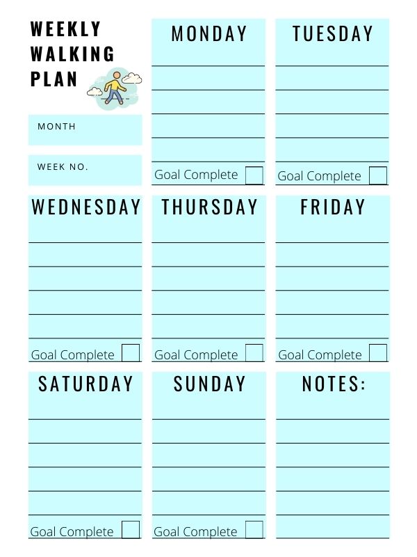 Weekly walking Plan