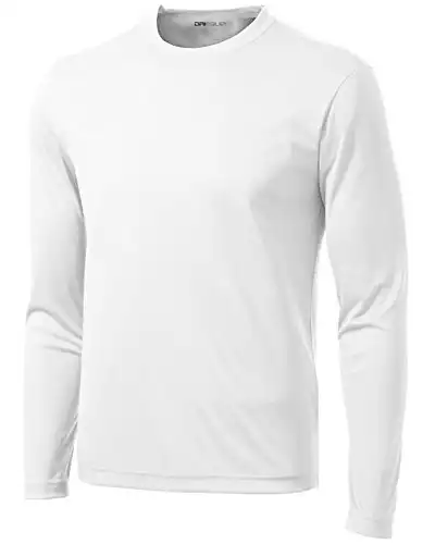DRI-Equip - Tall Long Sleeve Moisture Wicking Athletic Shirt Tall-X-Large White