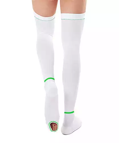 T.E.D. Anti Embolism Stockings for Women Men Thigh High, 15-20 mmHg Compression TED Hose with Inspect Toe Hole