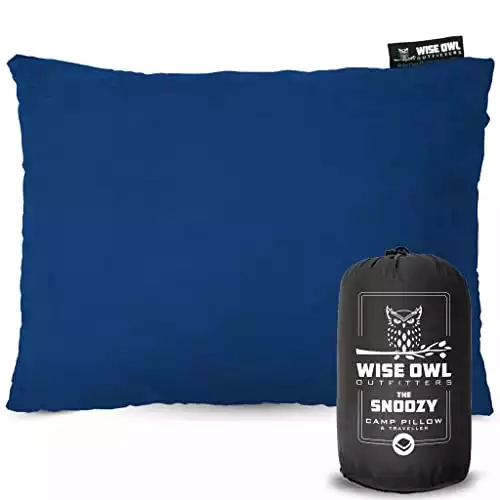 Wise Owl Outfitters Camping Pillow - Travel Pillow, Camping Essentials and Camping Gifts - Compressible Memory Foam Pillow - Small/Medium