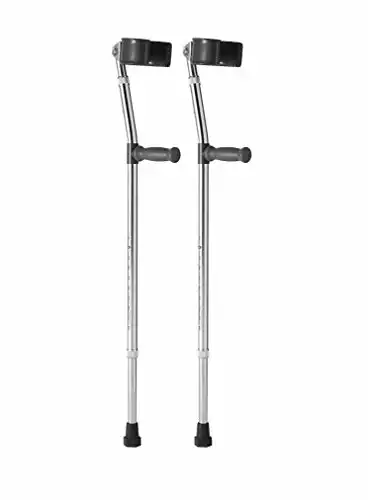 Medline Aluminum Forearm Crutches, Adult, Cuff Size 4", Pack of 2