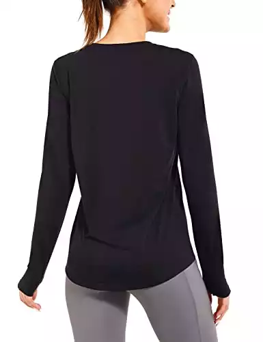 BALEAF Women's Athletic Long Sleeve Workout Shirts Loose Active Tops Running Gym Exercise T-Shirts Thumb Hole Black M