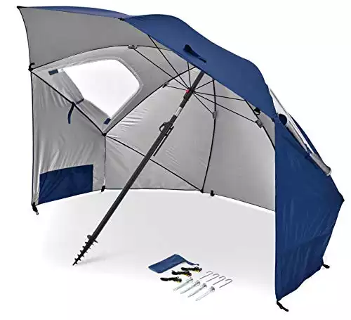 Sport-Brella Premiere UPF 50+ Umbrella Shelter for Sun and Rain Protection (8-Foot, Blue)