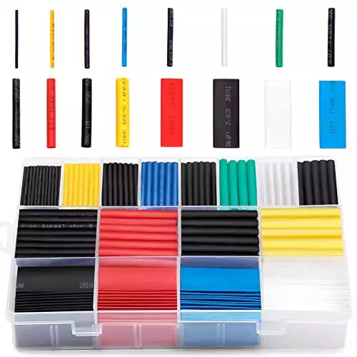 Ginsco 580 pcs 2:1 Heat Shrink Tubing Kit 6 Colors 11 Sizes Assorted Sleeving Tube Wrap Cable Wire Kit for DIY