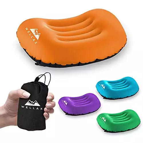 WELLAX Ultralight Camping Pillows for Sleeping, Inflatable Travel Pillow - Compact, Inflatable, and Comfortable Sleeping Bag Pillow for Travel, Backpacking and Camping - Blow Up Pillow