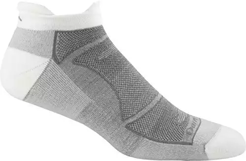 Darn Tough Men's Merino Wool No-Show Ultra-Light Cushion Athletic Socks, White/Gray, Large