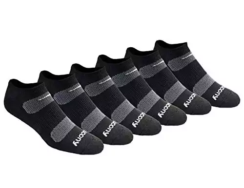 Saucony mens Multi-pack Mesh Ventilating Comfort Fit Performance No-show Socks