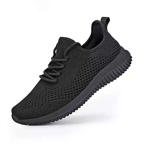 Mens Breathable Fashion Walking Shoes-Non Slip Sneakers Lightweight Comfortable Mesh Casual Sneakers Sports Gym Athletic Shoes, All Black 12.5