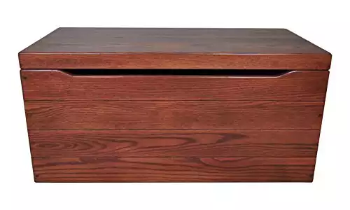30” Wooden Storage Chest – Handmade Amish Hope Chest – Storage Trunk w/Anti-Slam Hinges – Solid Wooden Chest w/Handles – Clothing, Keepsake & Blanket Chest (Oak Wood, Cherry Stain, 30”...