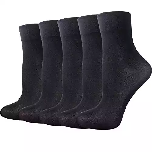 Cityelf 5 or 10 Pack Men Silk Socks Sheer Men Dress Socks Ultra Thin Nylon Sox Summer Cool Crew Socks