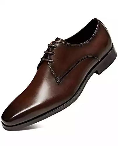 FRASOICUS Mens Leather Dress Shoes? Oxford Formal Dress Shoes for Men Dark Brown