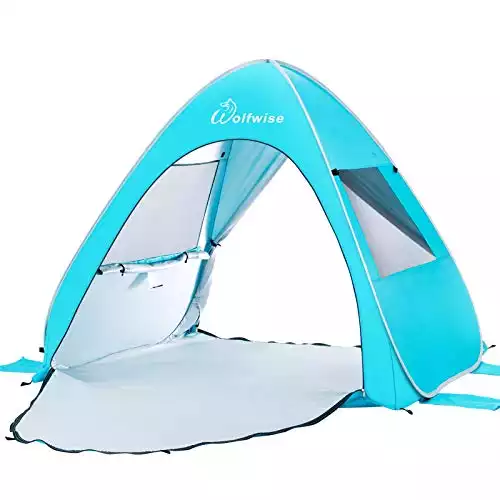 WolfWise UPF 50+ Easy Pop Up Beach Tent Sun Shelter Instant Automatic Portable Sport Umbrella Indoor Playhouse Canopy Cabana