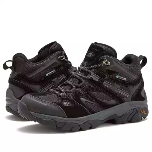 HI-TEC Ravus WP Mid Waterproof Hiking Boots for Men, Lightweight Breathable Outdoor Trekking Shoes - Black, 10 Medium