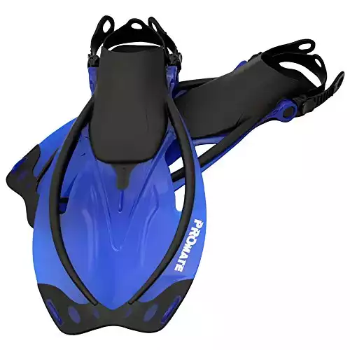Promate Wave Snorkeling Open Heel Fins, Blue, S/M