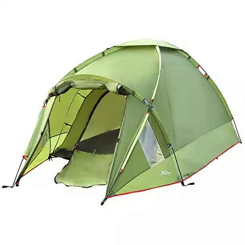MoKo Waterproof Family Camping Tent, Portable 3 Person Outdoor Instant Cabin Tent, 4-Season Double Layer Dome Tent Sun Shelter for Hiking, Backpacking, Trekking, Mountaineering, Beach - Light Green