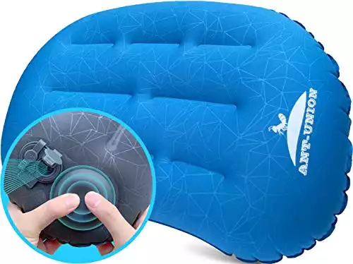 Ultralight Inflatable Camping Travel Pillow - Fast Inflatable by Pressing - Compressible Pillows for Backpacking & Hiking, Small Compact, Great for Hammock Bed & Camp, Comfortable 30D Top