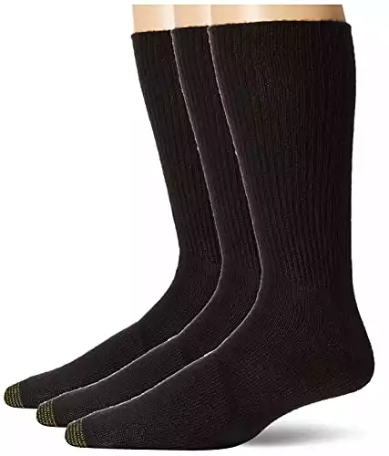 GOLDTOE Men's Fluffies Casual Crew Socks, Black (3-Pairs), Large