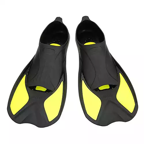 Smart Short Blade Swim Fins for Training Swimming and Snorkeling (Yellow, M)