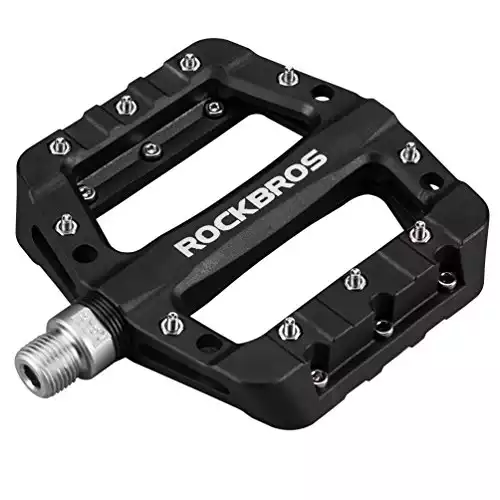 Rock BROS Lightweight Mountain Bike Pedals Nylon Fiber Bicycle Platform Pedals for BMX MTB 9/16" Black