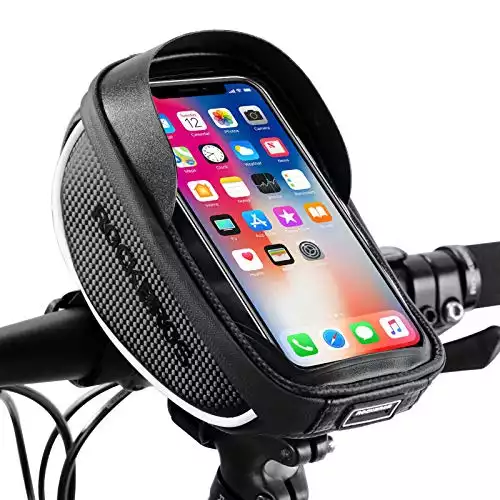 ROCKBROS Bike Phone Mount Bag Front Frame Handlebar, Waterproof Bike Phone Holder Case Bicycle Accessories Pouch Sensitive Touch Screen Compatible with iPhone 11 XS Max XR 8 Plus Below 6.5"