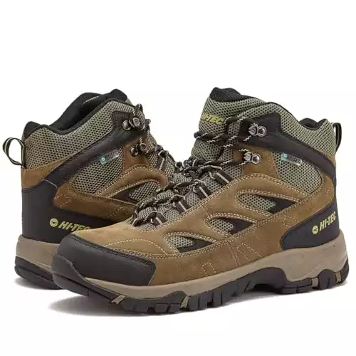 HI-TEC Yosemite WP Mid Waterproof Hiking Boots for Men, Lightweight Breathable Outdoor Trekking Shoes - Dark Green, 10.5 Medium