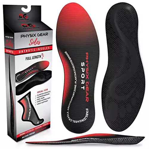Physix Gear Plantar Fasciitis Feet Insoles Arch Supports Orthotics Inserts Relieve Flat Feet, High Arch - XS
