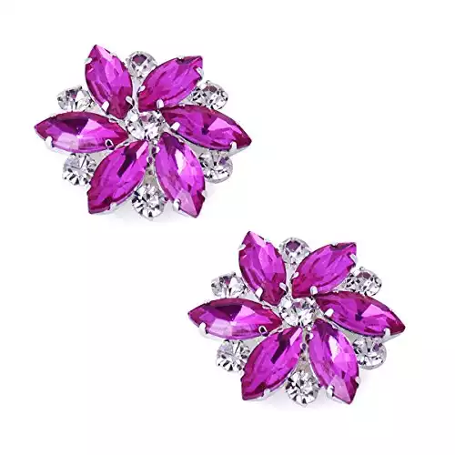 ELEGANTPARK AJ Shoes Dress Hat Accessories Fashion Rhinestones Crystal Shoe Clips 2 Pcs Hot Pink