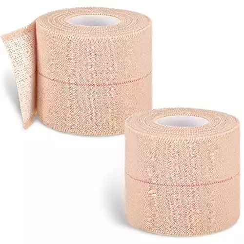 2 Rolls Adhesive Elastic Tape Bandage Tape Wrap Flexible Stretch Bandages for Sports Ankle, Knee and Wrist Sprains (Beige,2 Inch Wide)