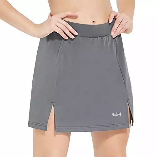 BALEAF Women's Cycling Skort Bike Skirt with 3D Padded Short Pockets UPF50+ Quick Dry Grey XS