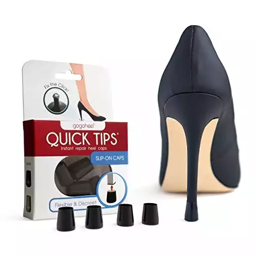 GoGoHeel Quick Tips - The Original High Heel Protector & Heel Repair Caps - 2 Pairs (Small, Medium, Black)
