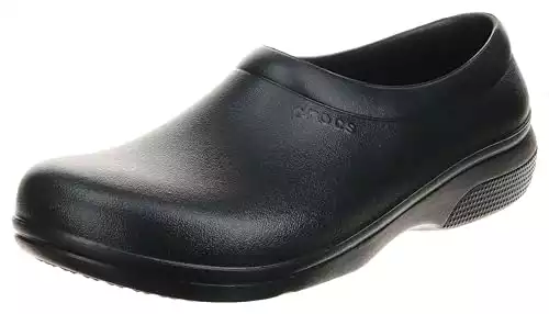 Crocs unisex adult Men's and Women's on the Clock | Slip Resistant Work Shoes Clog, Black, 14 Women 12 Men US