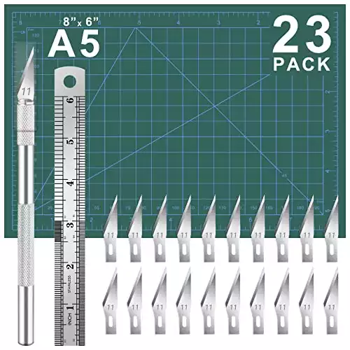 DIYSELF 23 Pack Craft Knife Precision Hobby Knife Kit, 1 Exacto Knife with 20 Spare Art Knife Blades for Art, Scrapbooking, Stencil