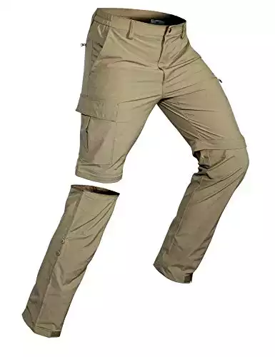 Wespornow Men's-Convertible-Hiking-Pants Quick Dry Lightweight Zip Off Breathable Cargo Pants for Outdoor, Fishing, Safari (Khaki, Medium)