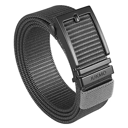 JUKMO Ratchet Belt for Men, Nylon Web Tactical Belt with Automatic Slide Buckle (Grey, Large)
